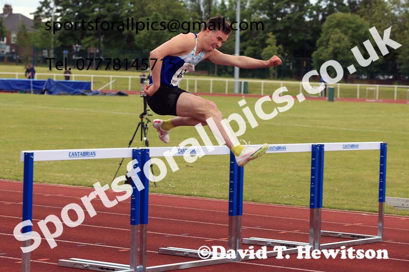Mens Under-20s 400 metres hurdles, 2024 Northern Senior and Under-20s Track and Field Champs, Middlesbrough.  Photo: David T. Hewitson/Sports for All Pics